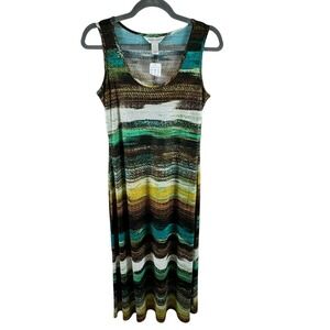 Christopher & Banks NWT Shimmer Stretch Maxi Tank Dress Beachy Resort Wear S